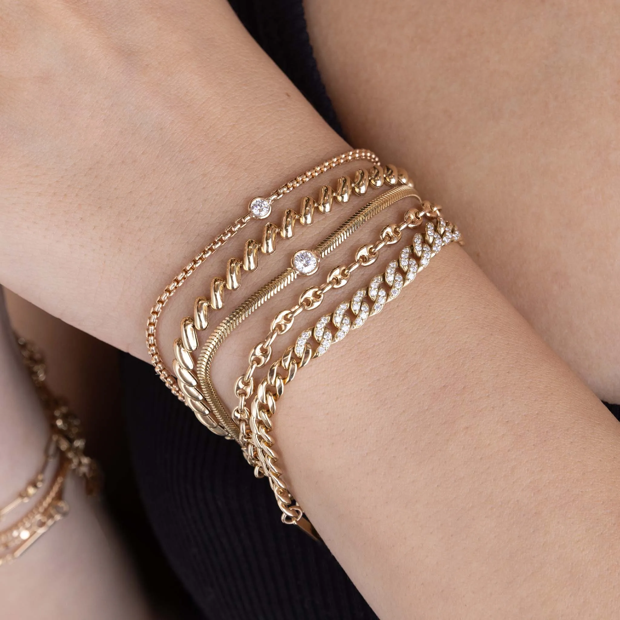 14k Floating Diamond Small Box Chain Bracelet