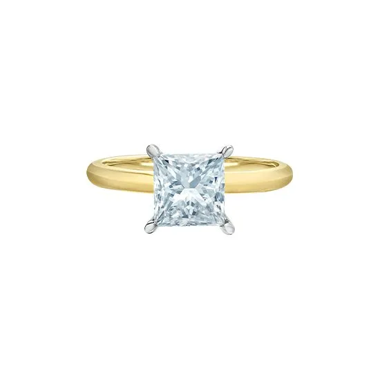 14K Gold (1.00ct) Princess Cut Lab Grown Diamond Solitaire Engagement Ring