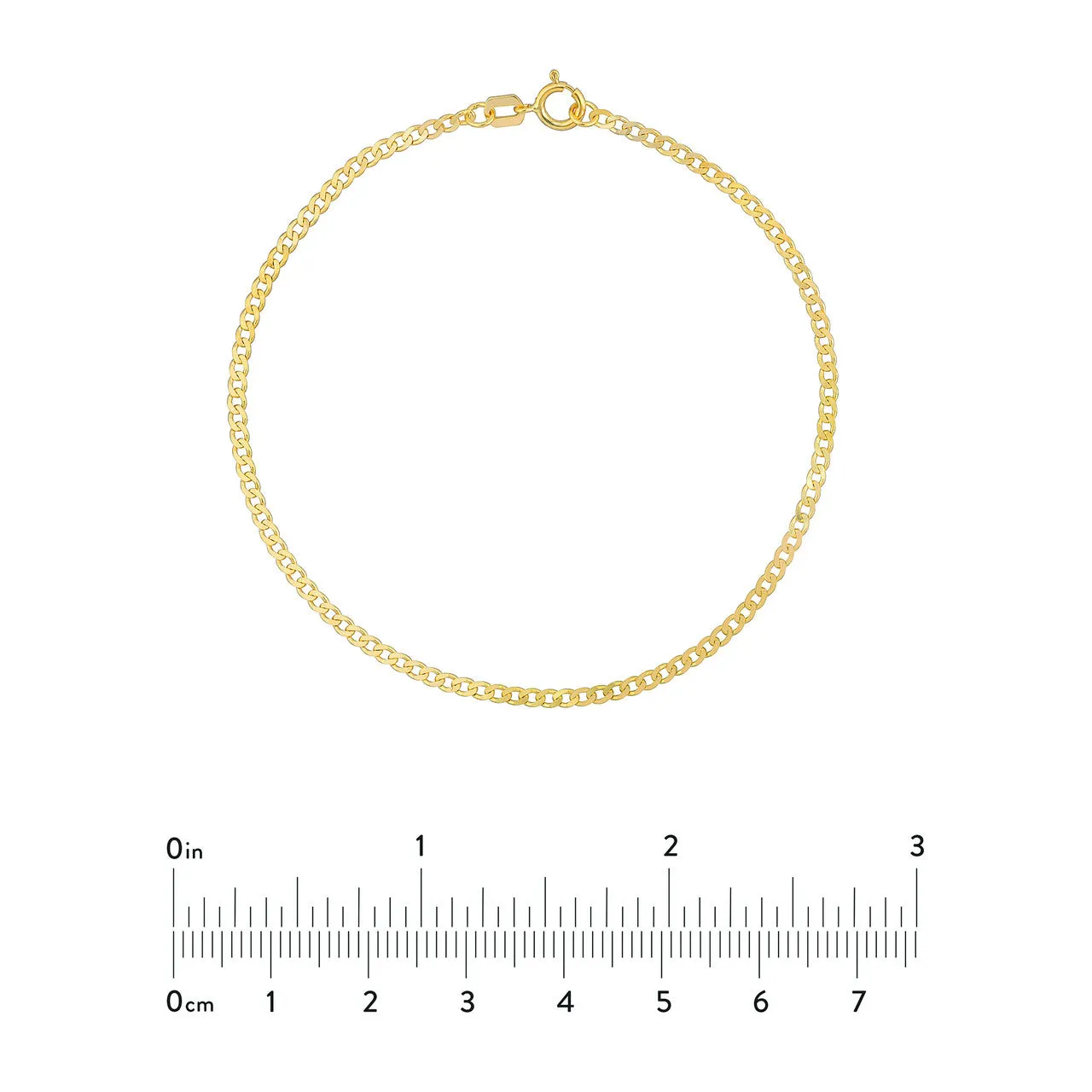 14K Gold 1.95mm Open Curb Link Chain Bracelet