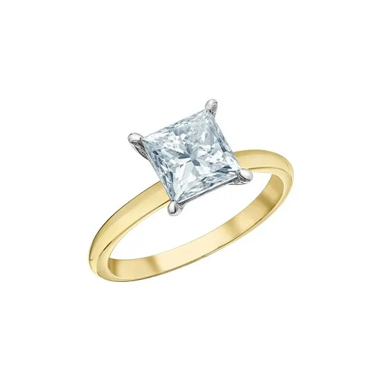 14K Gold (2.00ct) Princess Cut Lab Grown Diamond Solitaire Engagement Ring