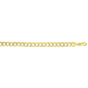14K Gold 9.7mm White Pave Curb Chain