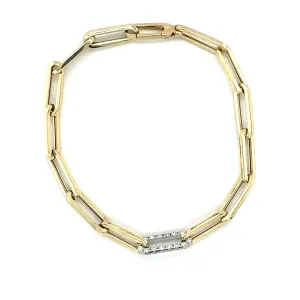 14K Gold And Diamond Paperclip Bracelet