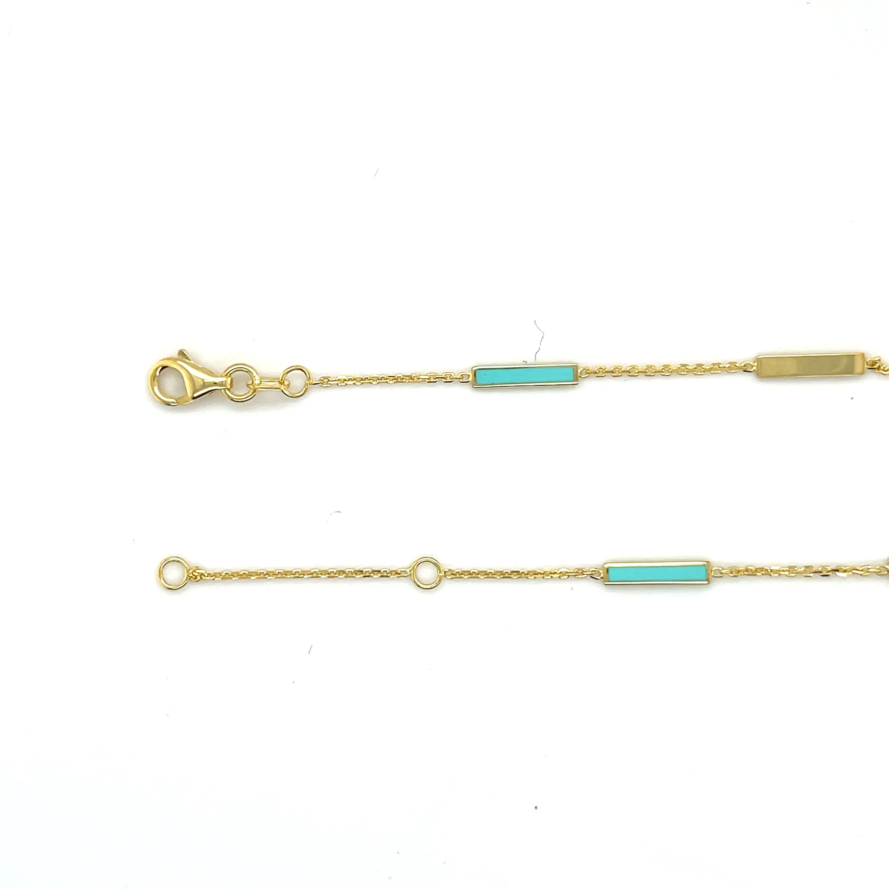 14K Gold And Turquoise Alternating Bar Bracelet