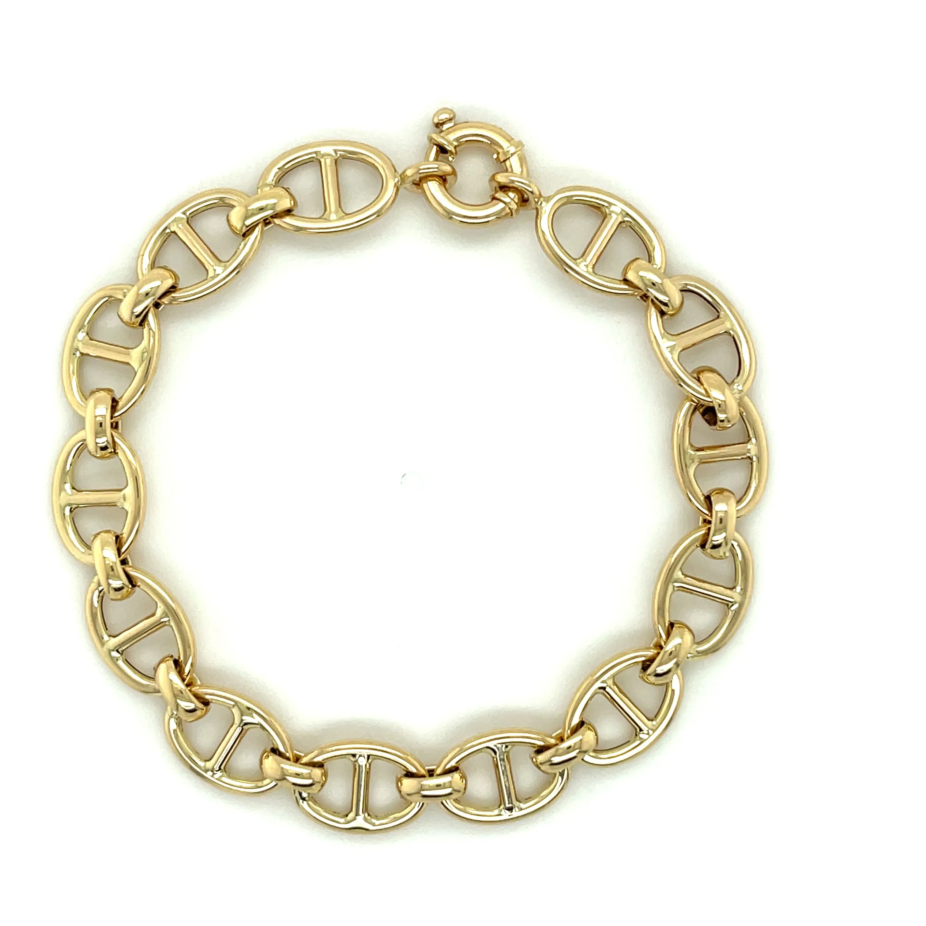 14K Gold Bold Puffed Mariner Bracelet