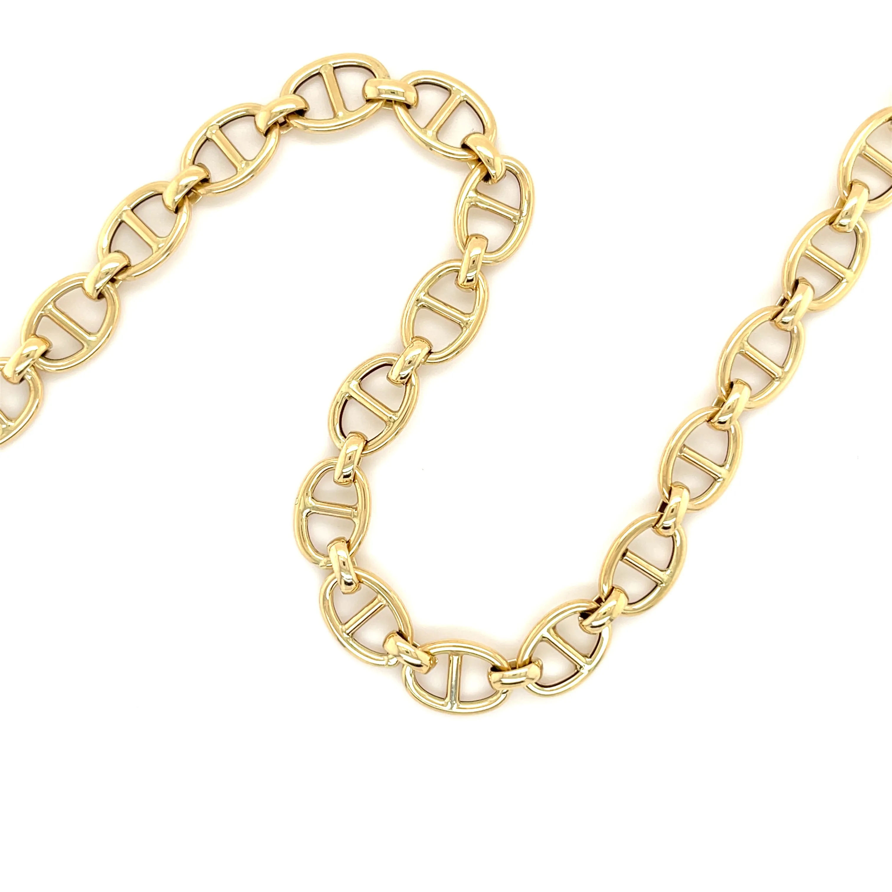 14K Gold Bold Puffed Mariner Bracelet