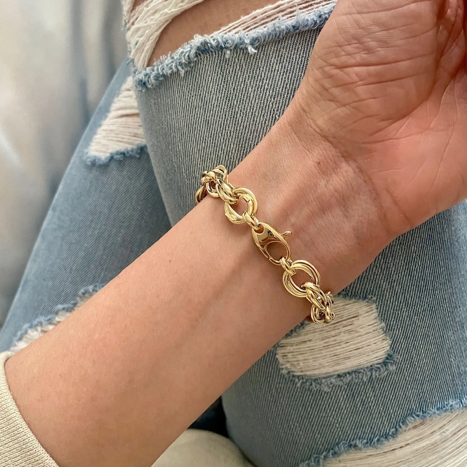 14K Gold Chunky Double Link Bracelet