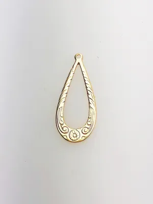14K Gold Fill Decorative Drop Charm w/ Ring, 10.4x23.6mm, Made in USA - 380