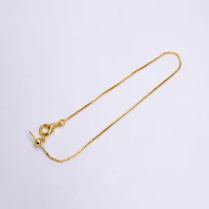 14K Gold Filled 0.8mm Dainty Box Chain 7.5 Inch Slider Bracelet Adjustable bracelet | Z-907