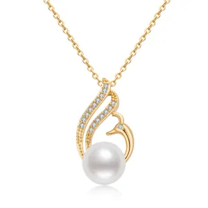 14K Gold Filled Swan Natural Freshwater Pearl Necklace