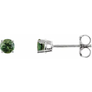 14K Gold Natural Green Sapphire Stud Earrings