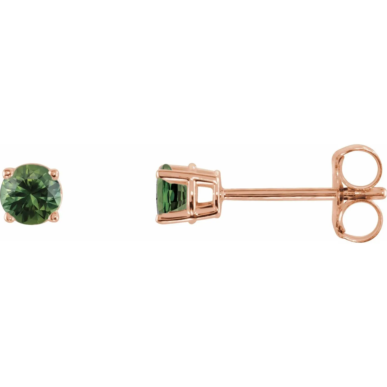 14K Gold Natural Green Sapphire Stud Earrings