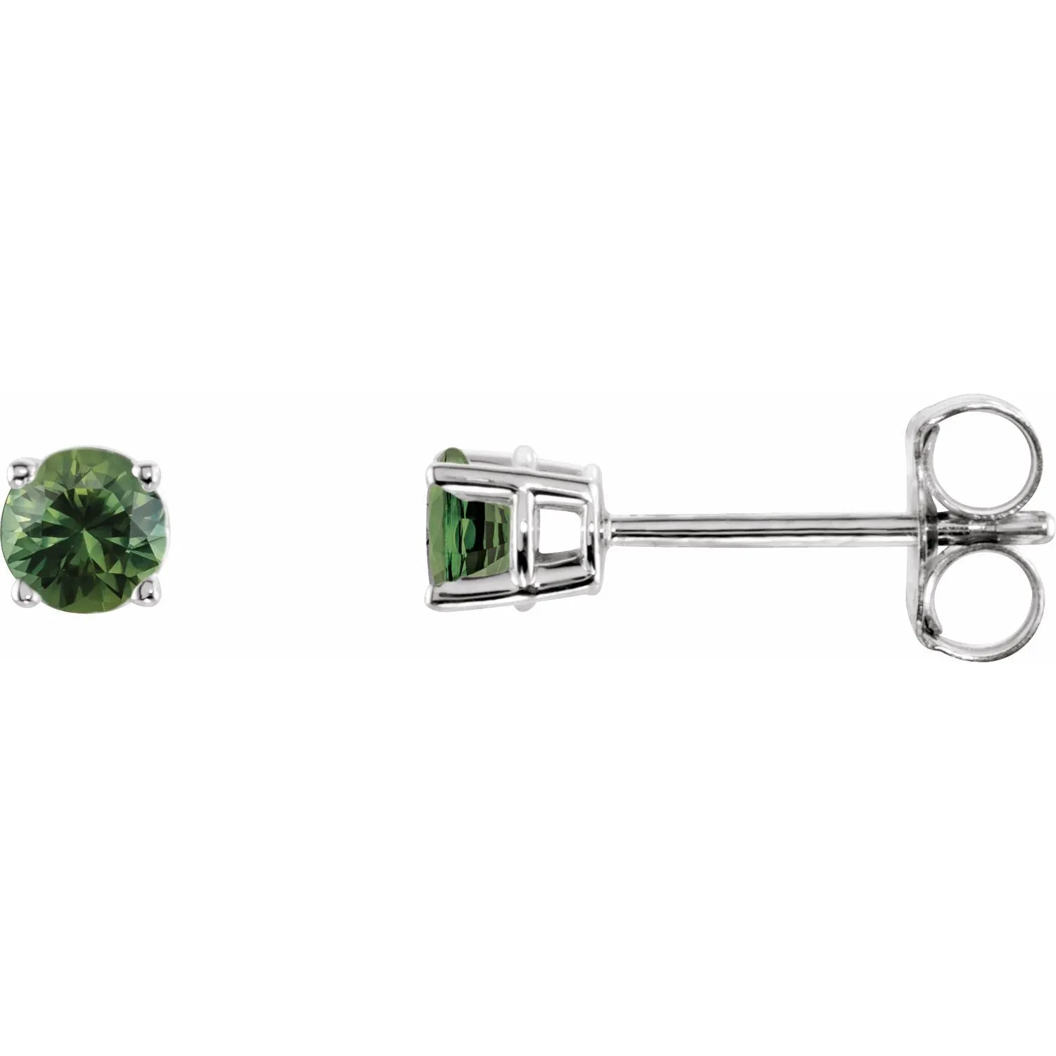 14K Gold Natural Green Sapphire Stud Earrings