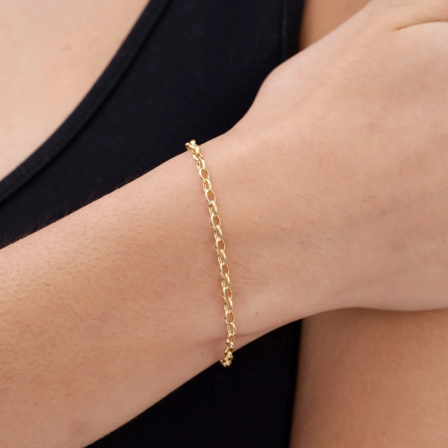 14K Gold Oval Link Bracelet