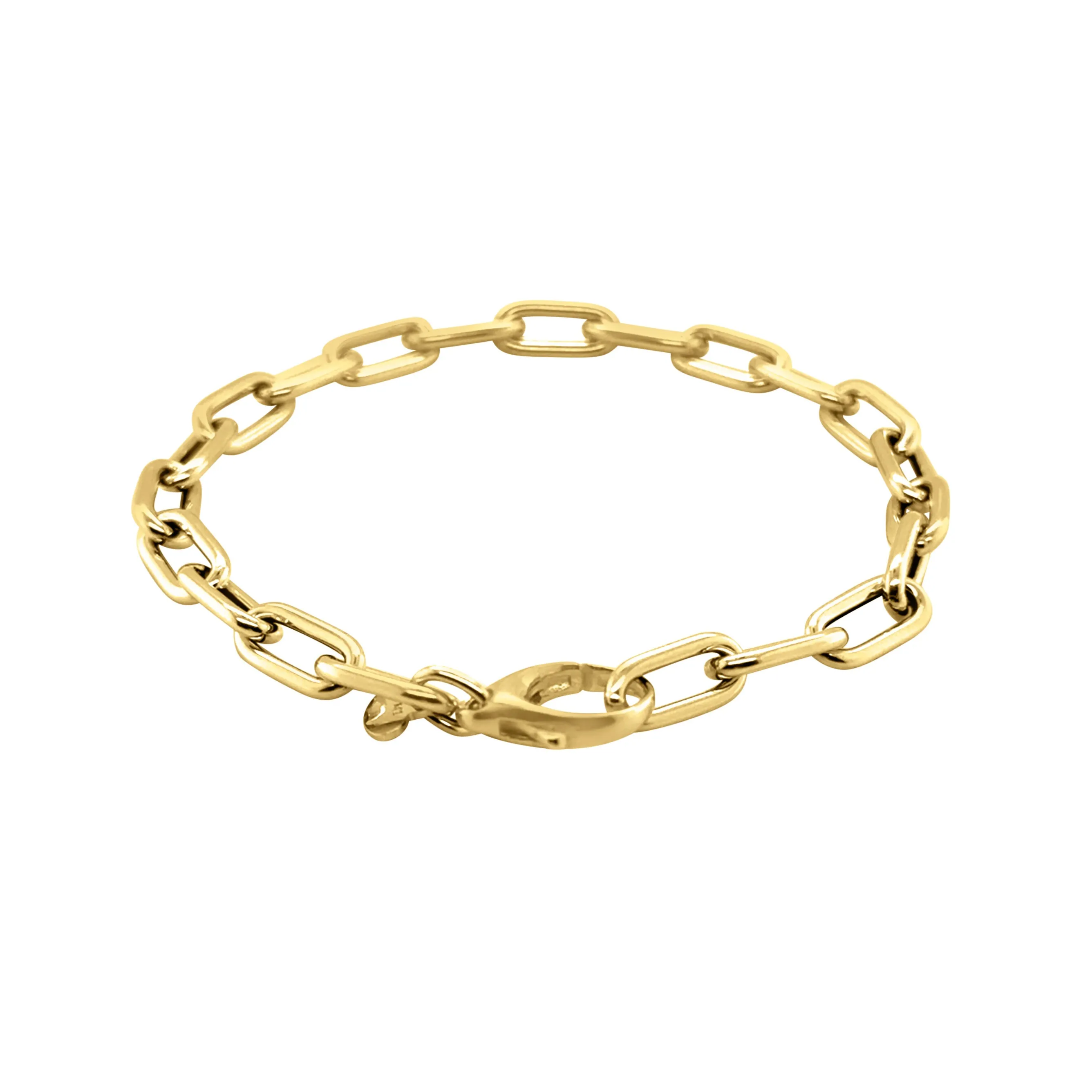 14K Gold Paperclip Bracelet With Engravable Mini Charm