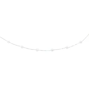 14K Gold Pearl Station Necklace