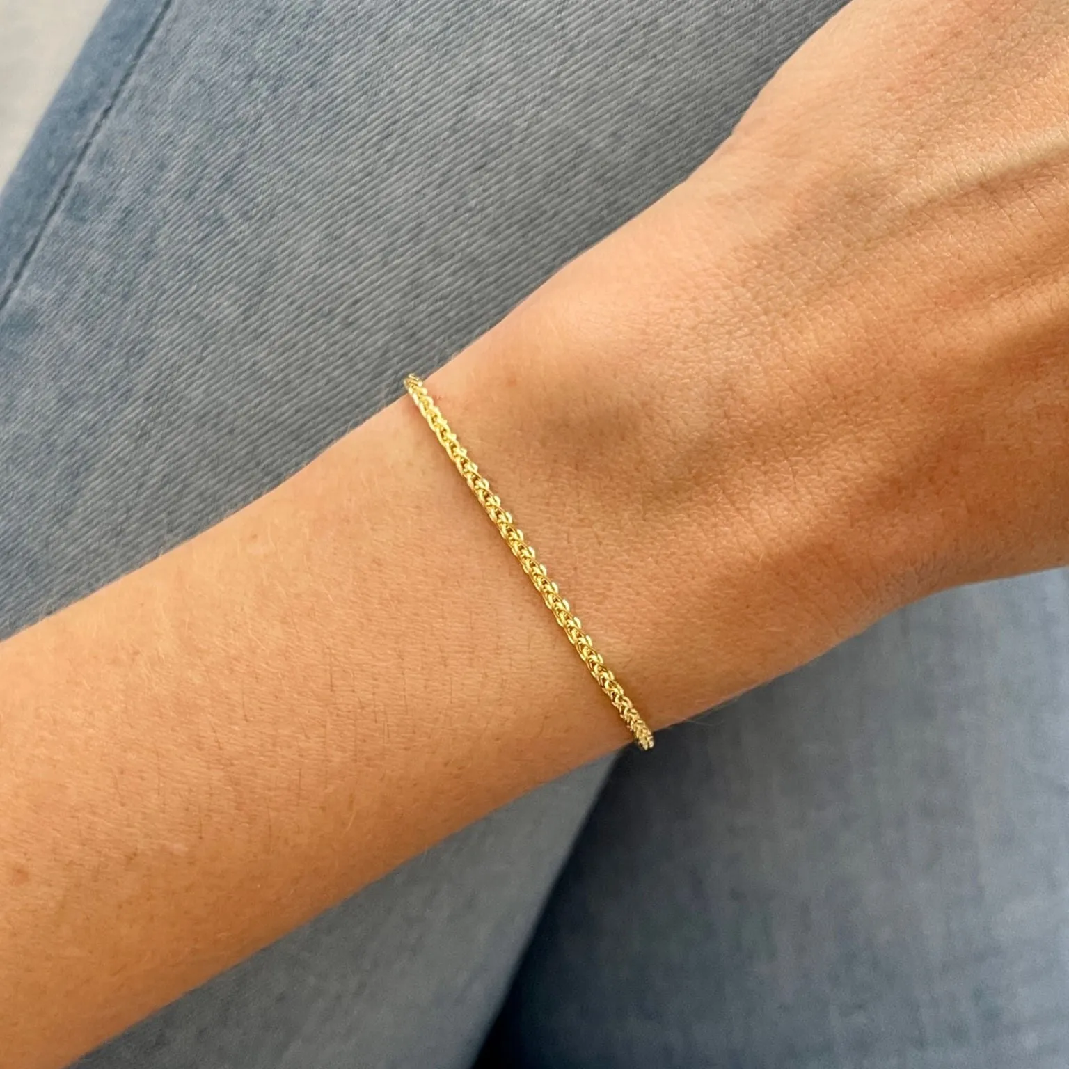 14K Gold Wheat Bracelet