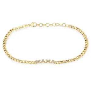 14k Itty Bitty Pavé Diamond MAMA Small Curb Chain Bracelet