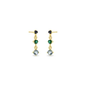 14k Linked Graduated Blue Ombre Gemstone Drop Earrings