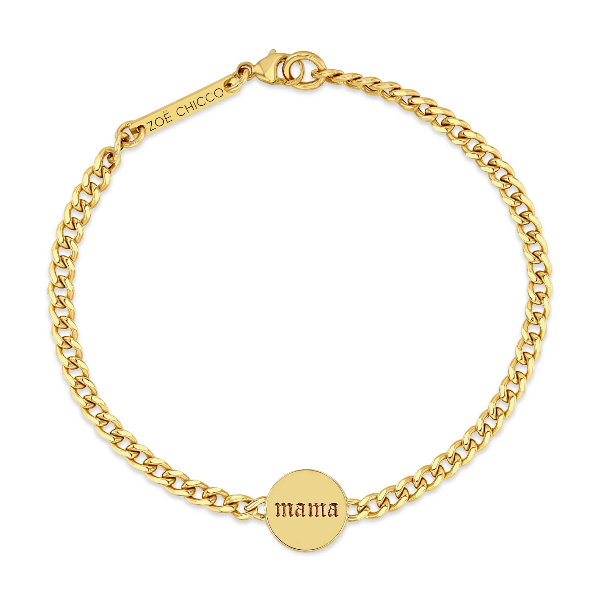 14k mama & boss Double-Sided Disc Curb Chain Bracelet
