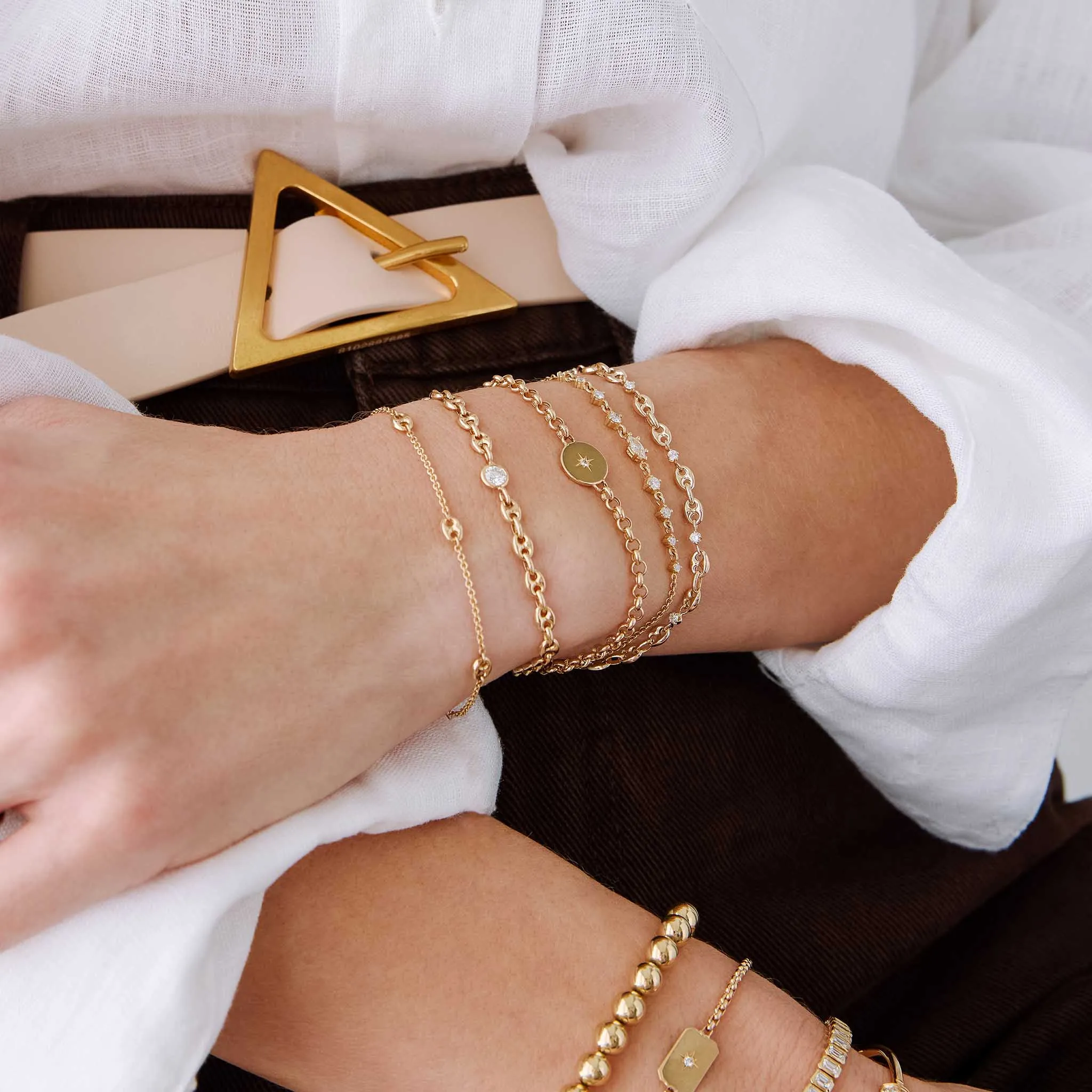 14k Marquise & Graduated Round Diamond Bolo Bracelet