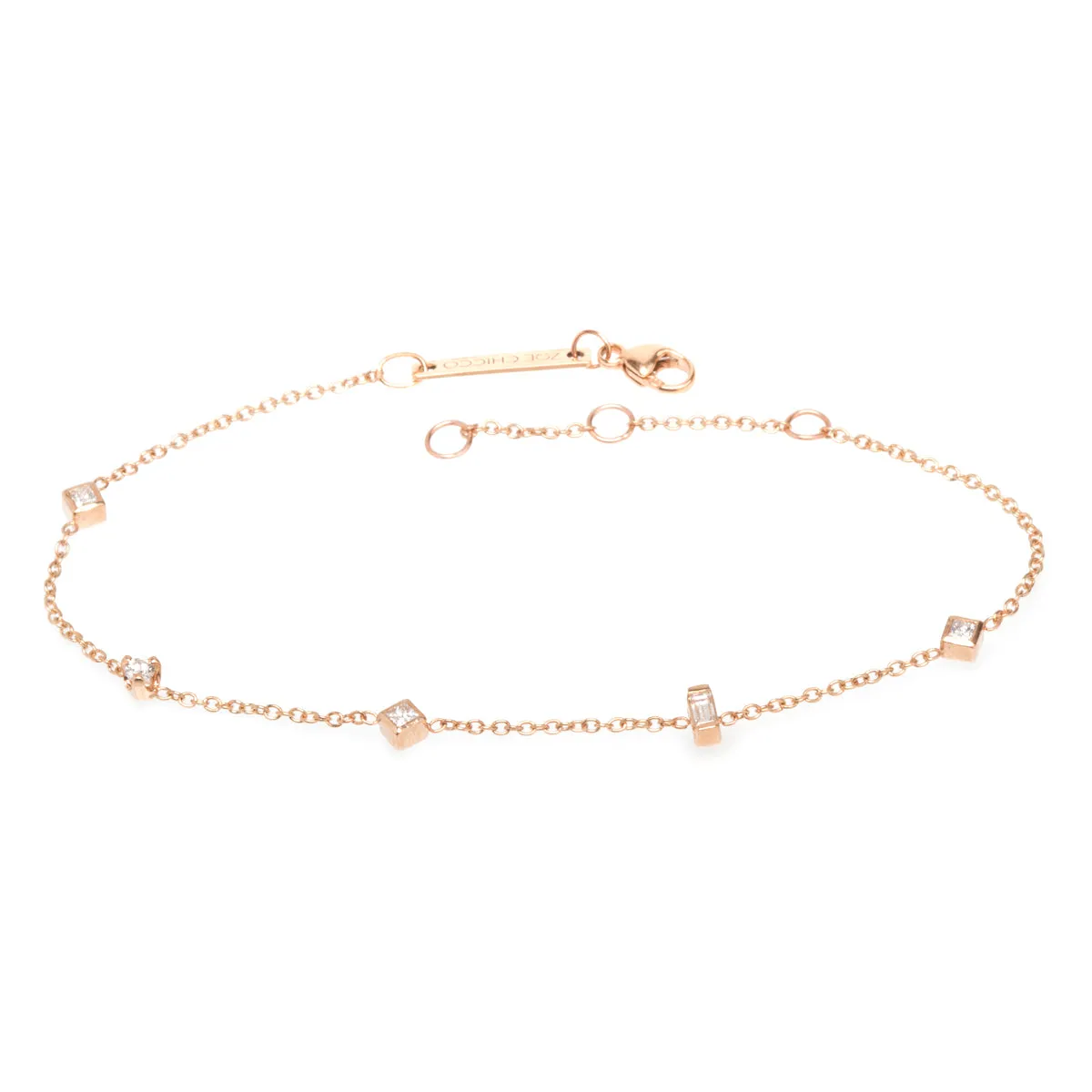 14k Paris Mixed Cut Diamond Station Bracelet
