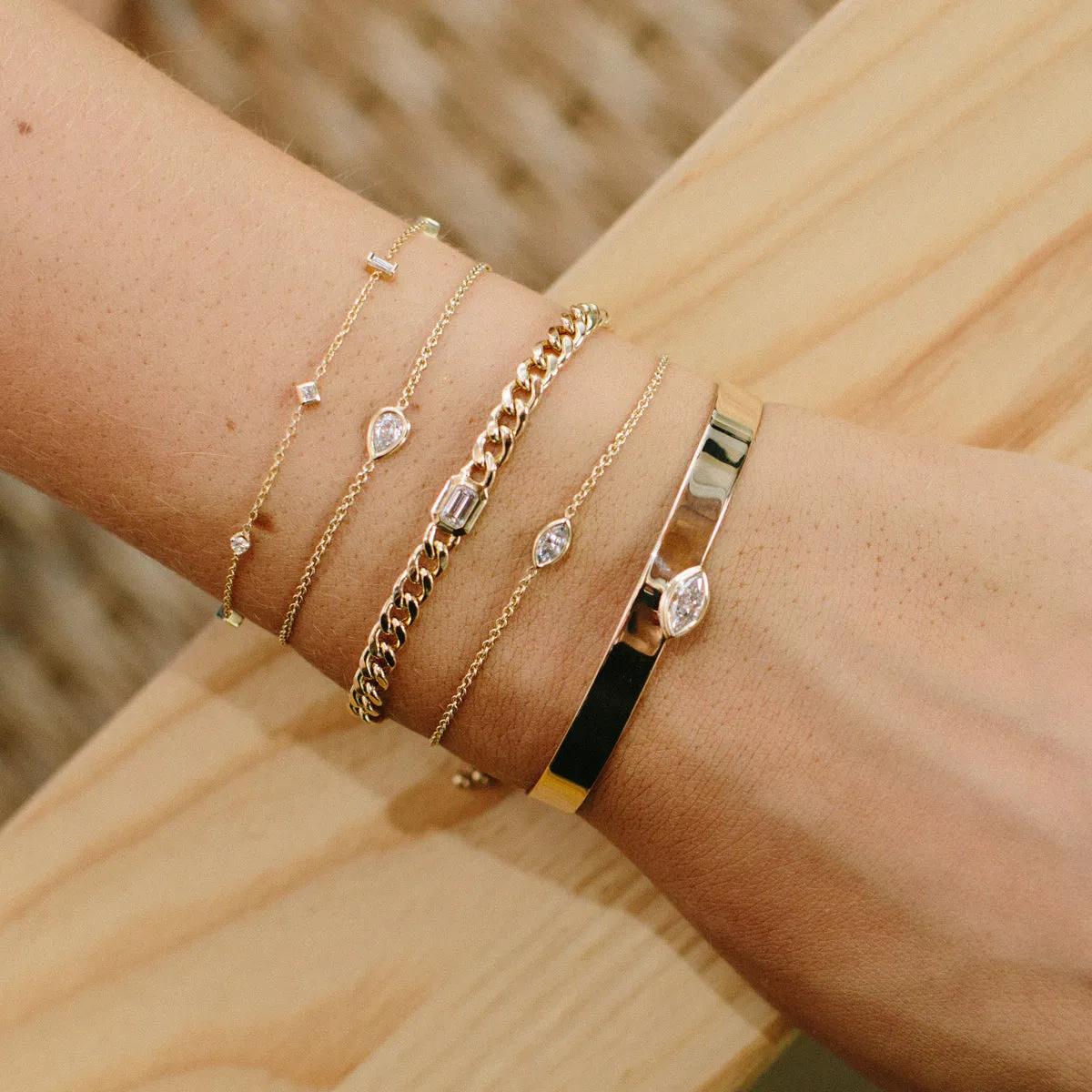 14k Paris Mixed Cut Diamond Station Bracelet