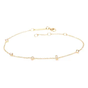 14k Paris Mixed Cut Diamond Station Bracelet