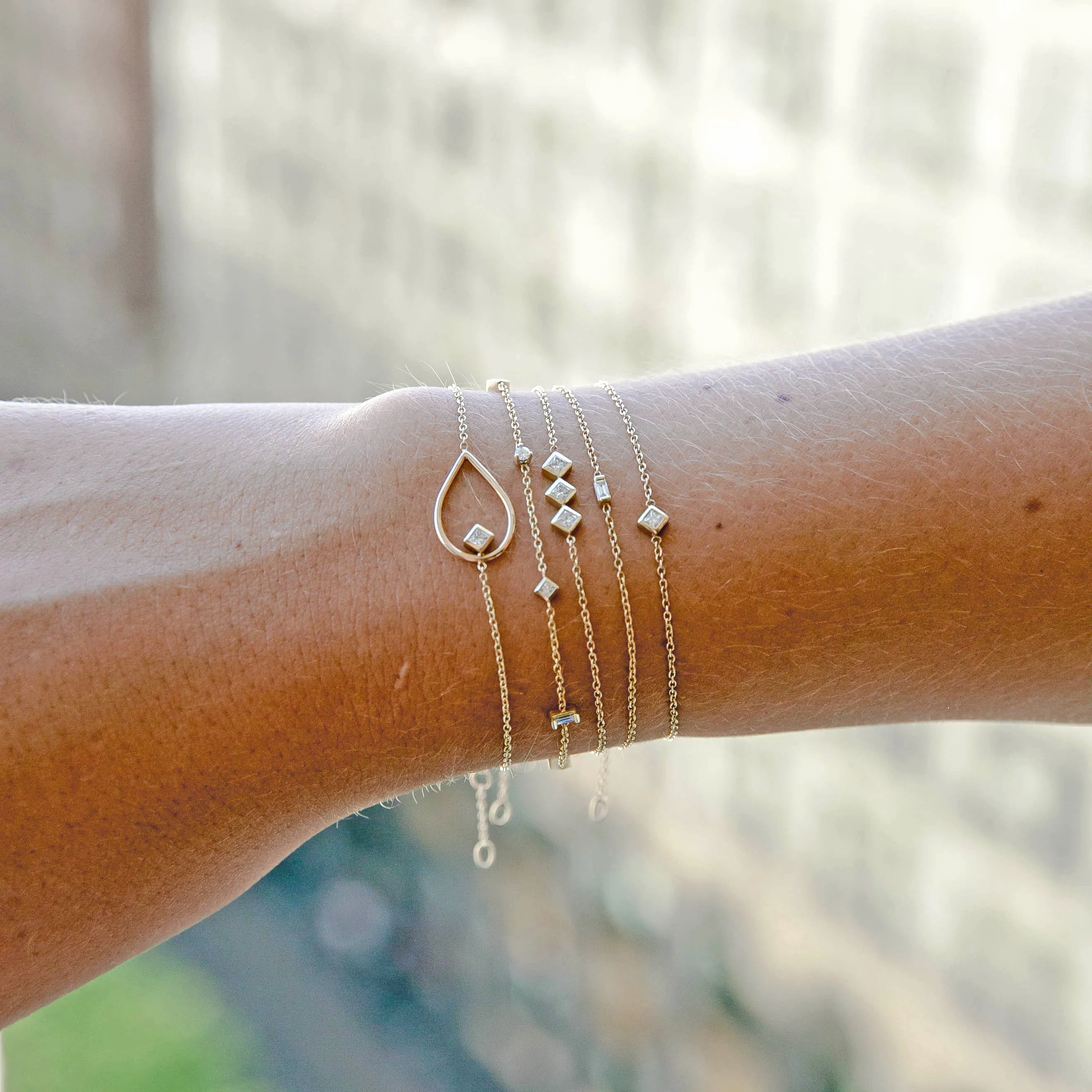14k Paris Mixed Cut Diamond Station Bracelet