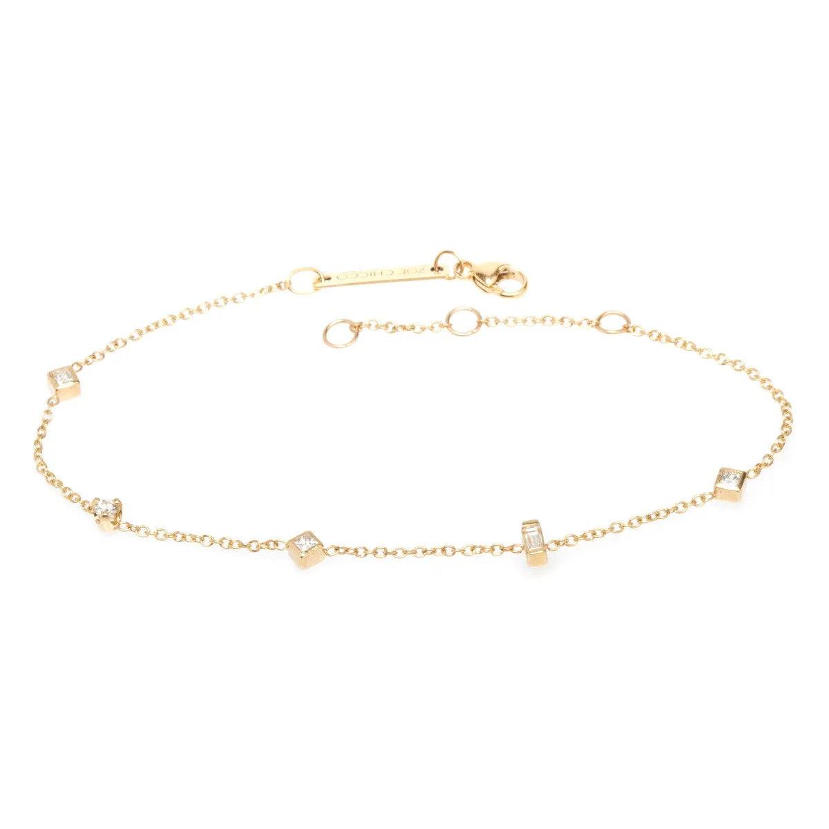 14k Paris Mixed Cut Diamond Station Bracelet