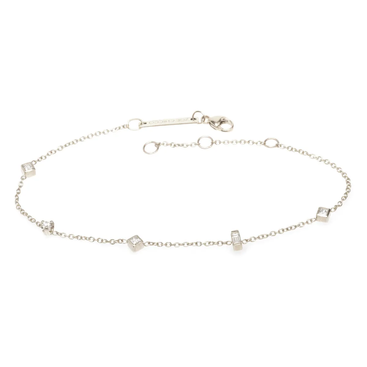 14k Paris Mixed Cut Diamond Station Bracelet