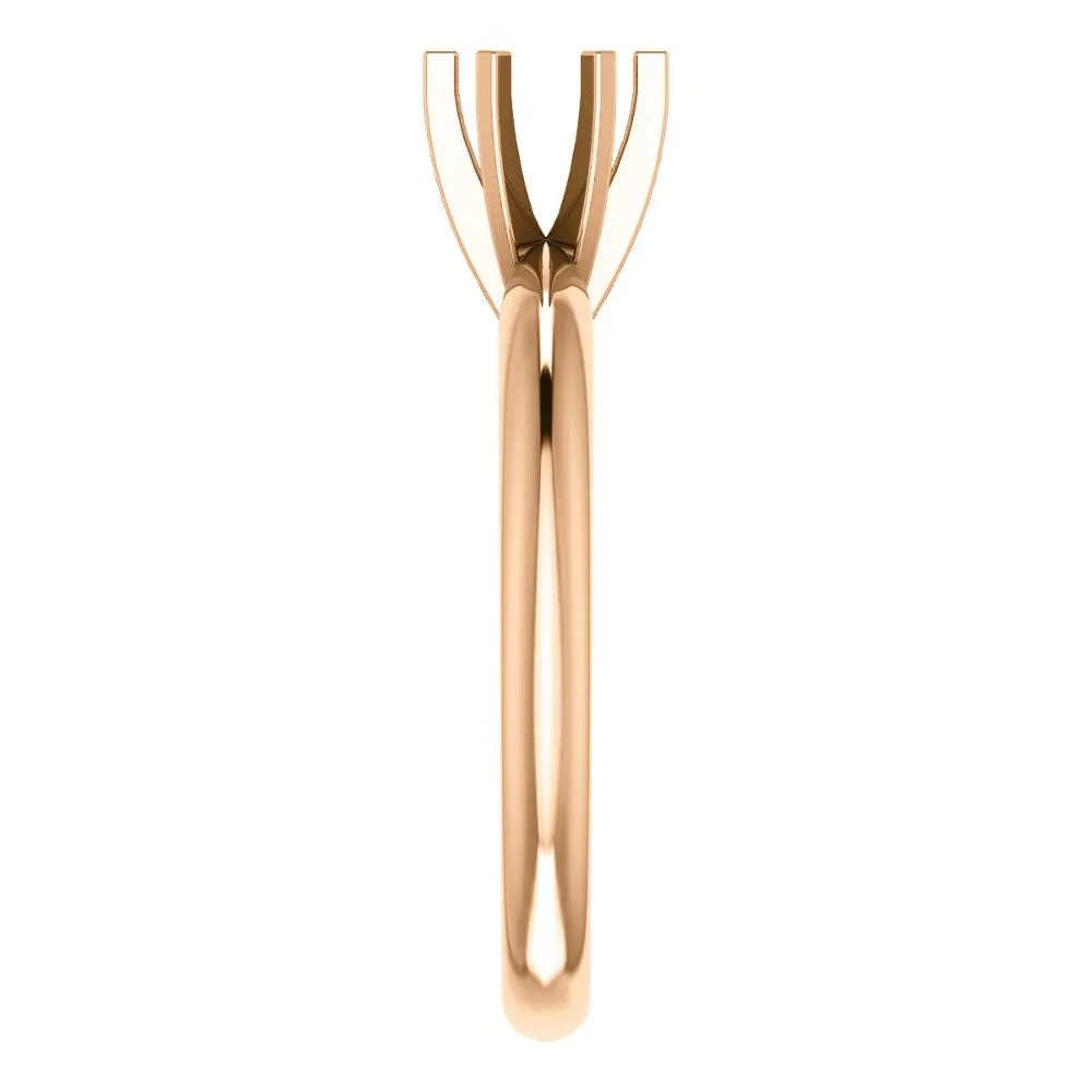 14k Rose Gold 5-5.3mm Round 6-Prong Solitaire Ring Mounting, Size 7