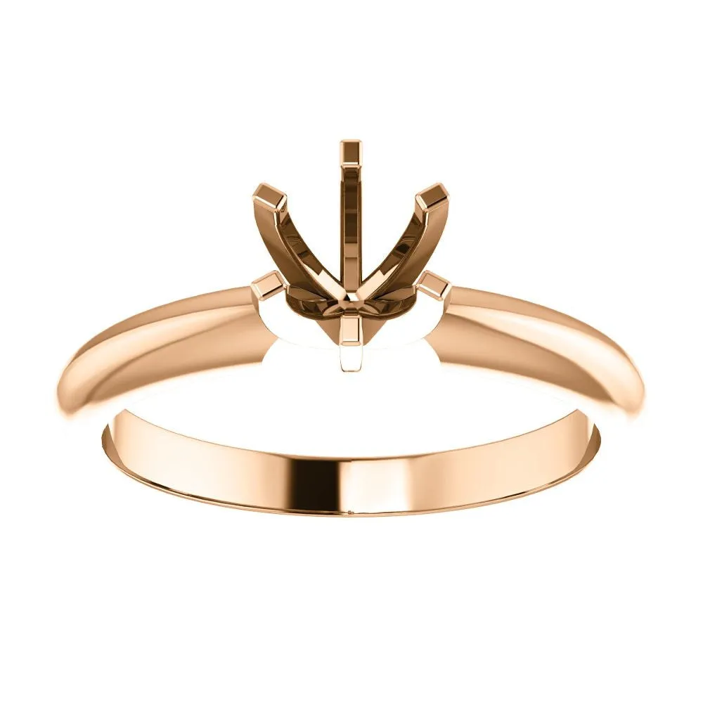 14k Rose Gold 5-5.3mm Round 6-Prong Solitaire Ring Mounting, Size 7