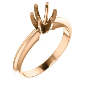 14k Rose Gold 5-5.3mm Round 6-Prong Solitaire Ring Mounting, Size 7