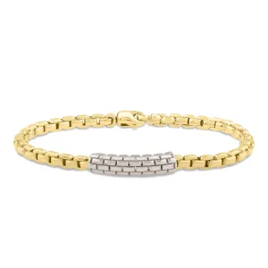 14K Two-Tone Gold Venetian Link ID Bracelet