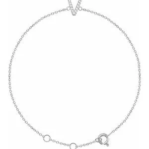 14K White .05 CTW Diamond Initial V 6-7" Bracelet
