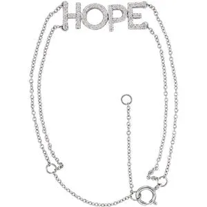 14K White 1/4 CTW Diamond Hope 5-7" Bracelet