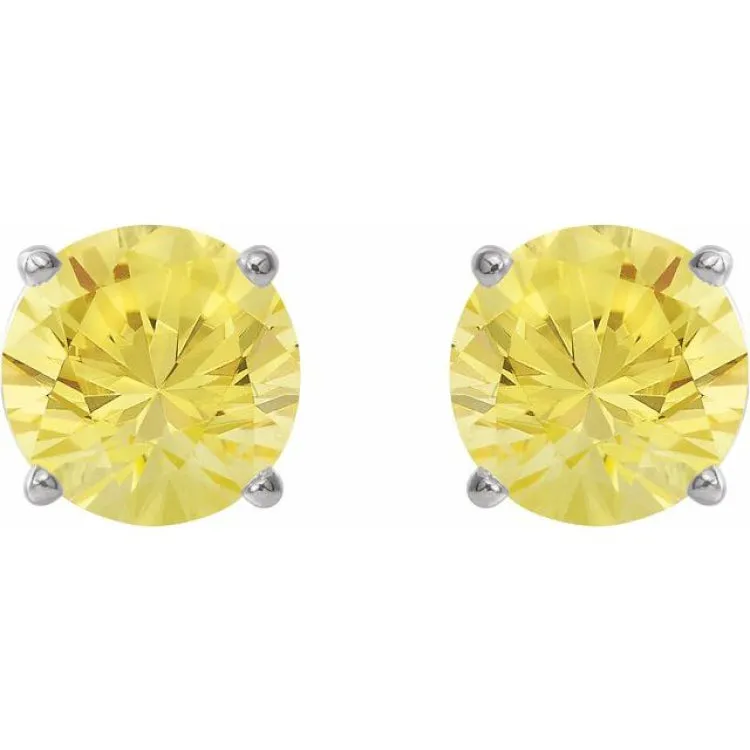 14K White 5 mm Natural Yellow Sapphire Stud Earrings