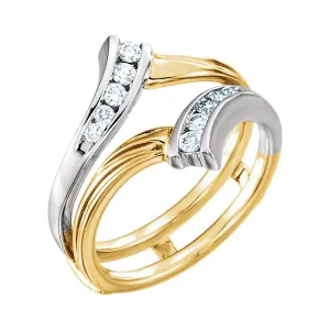 14K White & Yellow Gold 1/4 CTW Diamond Ring Guard, Size 6