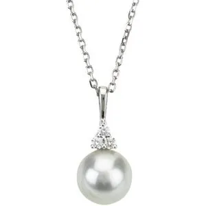 14K White Freshwater Cultured Pearl & .06 CTW Diamond 18" Necklace
