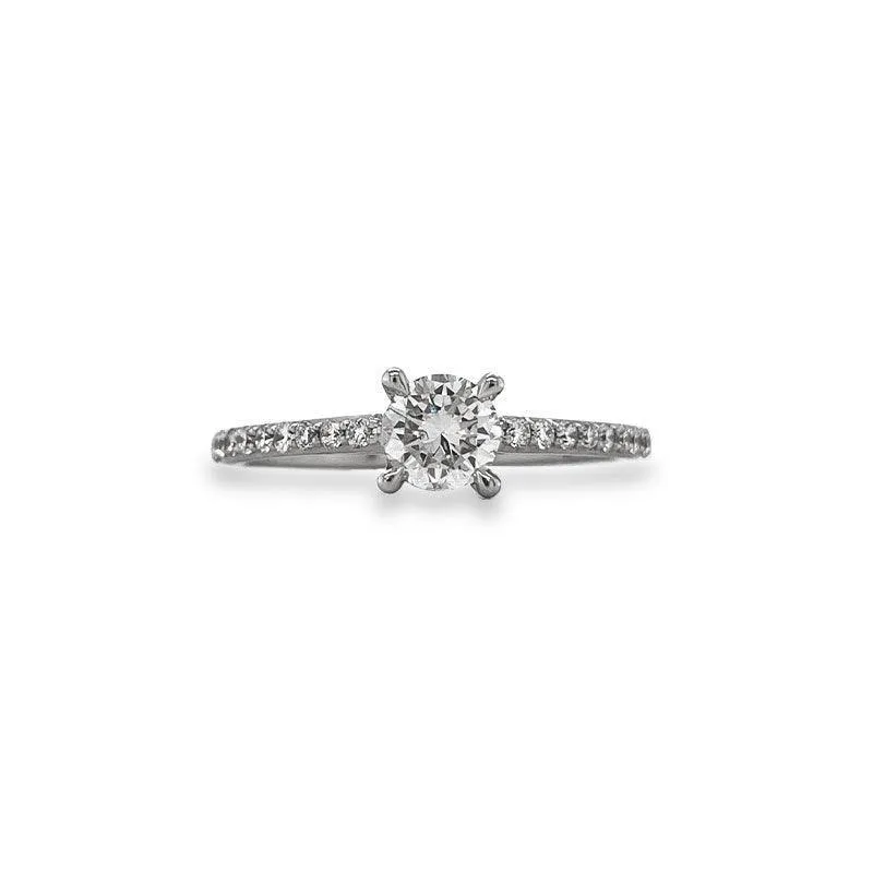 14K White Gold 0.70TDW Lab Grown Diamond Solitaire Ring W/Sides