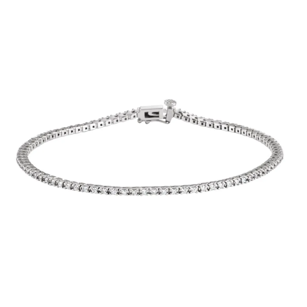 14k White Gold 1 CTW Diamond Line 7.25" Bracelet