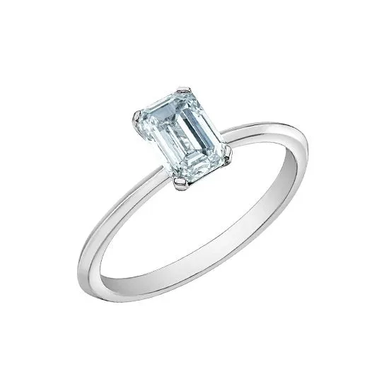 14K White Gold (1.00ct) Emerald Cut Lab Grown Diamond Engagement Ring