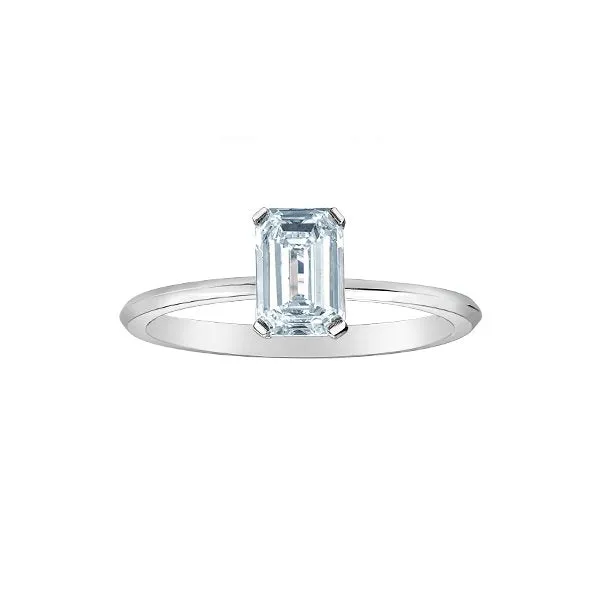 14K White Gold (1.00ct) Emerald Cut Lab Grown Diamond Engagement Ring