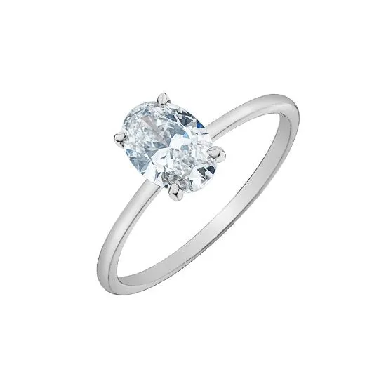 14K White Gold (1.00ct) Oval Lab Grown Diamond Engagement Ring