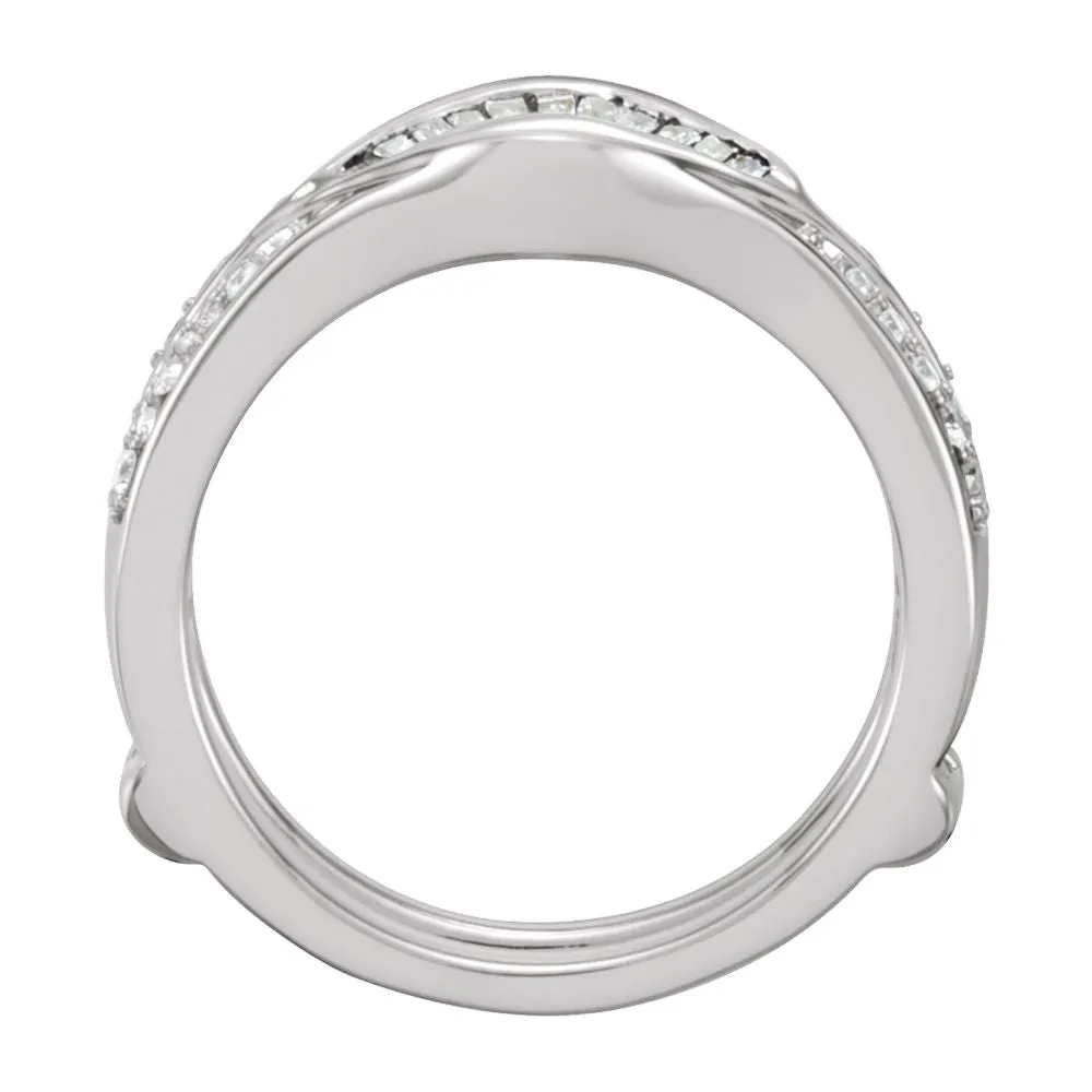 14k White Gold 1/2 CTW Diamond Ring Guard, Size 7