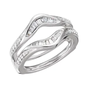 14k White Gold 1/2 CTW Diamond Ring Guard, Size 7