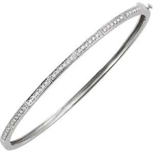 14k White Gold 1/3 CTW Diamond Bangle Bracelet