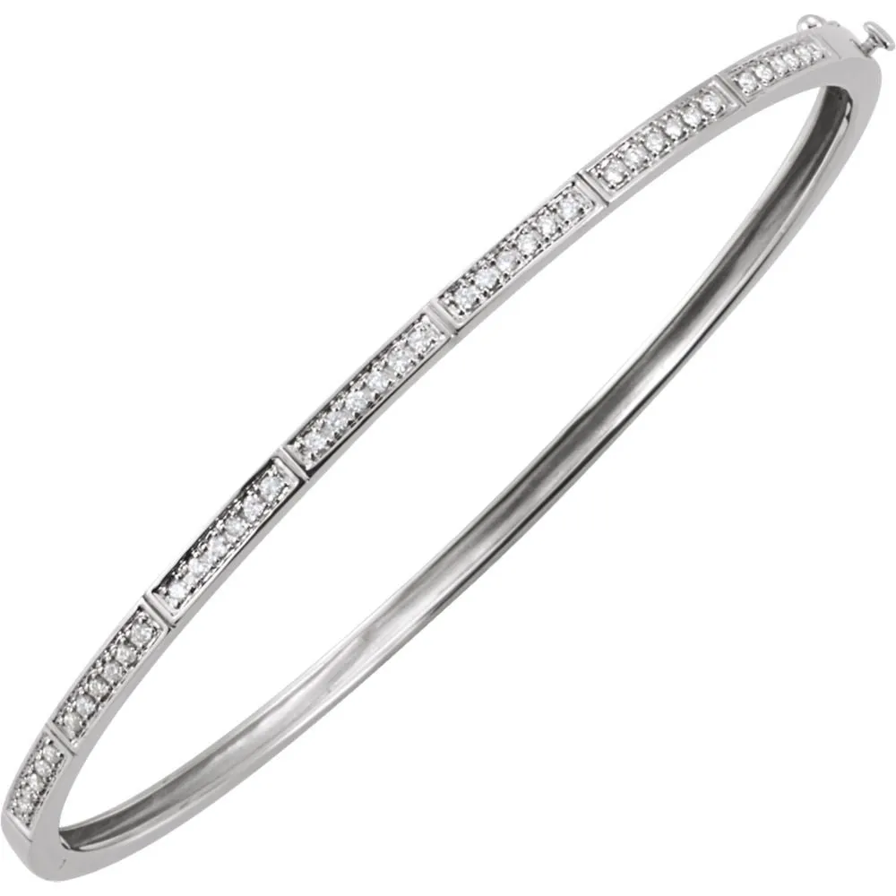 14k White Gold 1/3 CTW Diamond Bangle Bracelet