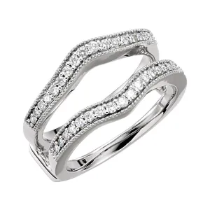 14k White Gold 1/3 CTW Diamond Ring Guard, Size 7