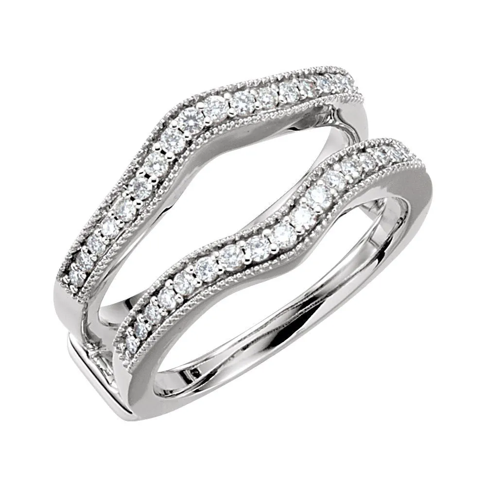 14k White Gold 1/3 CTW Diamond Ring Guard, Size 7